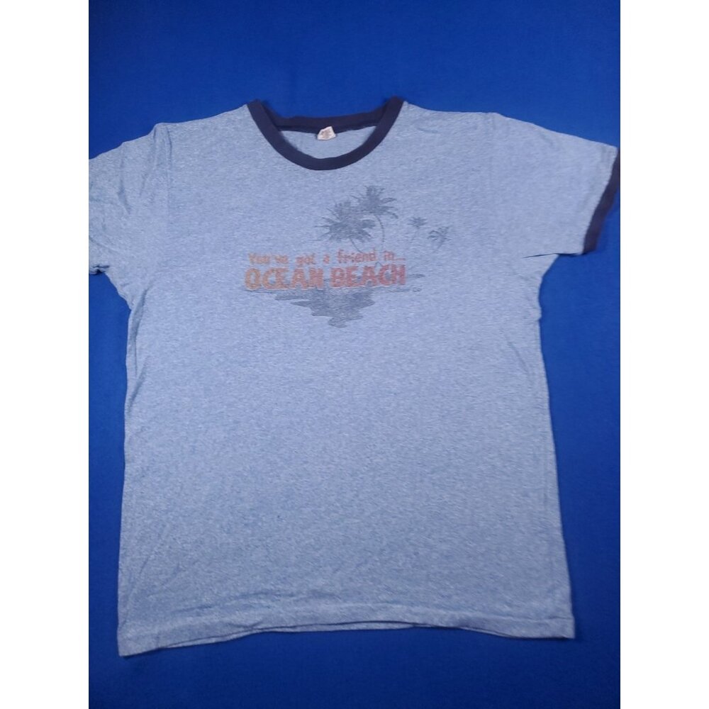Vintage Hollister Ocean Beach Blue T-Shirt Men's Size Large - Picture 2 of 14